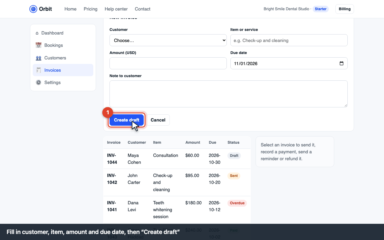 New invoice form