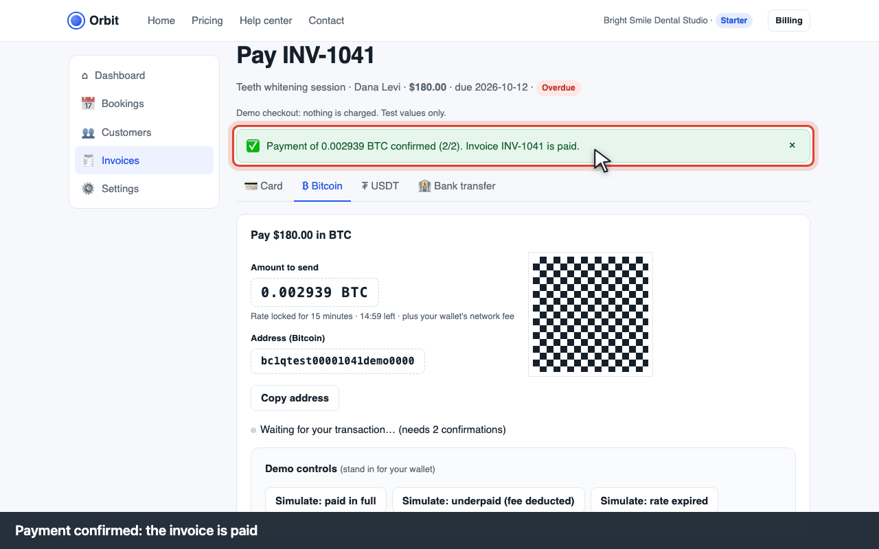 Payment confirmed