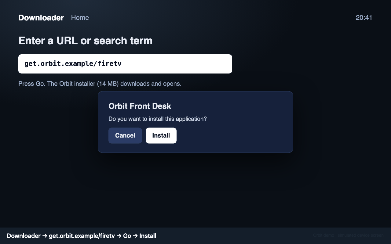 Downloader: enter the address and Install