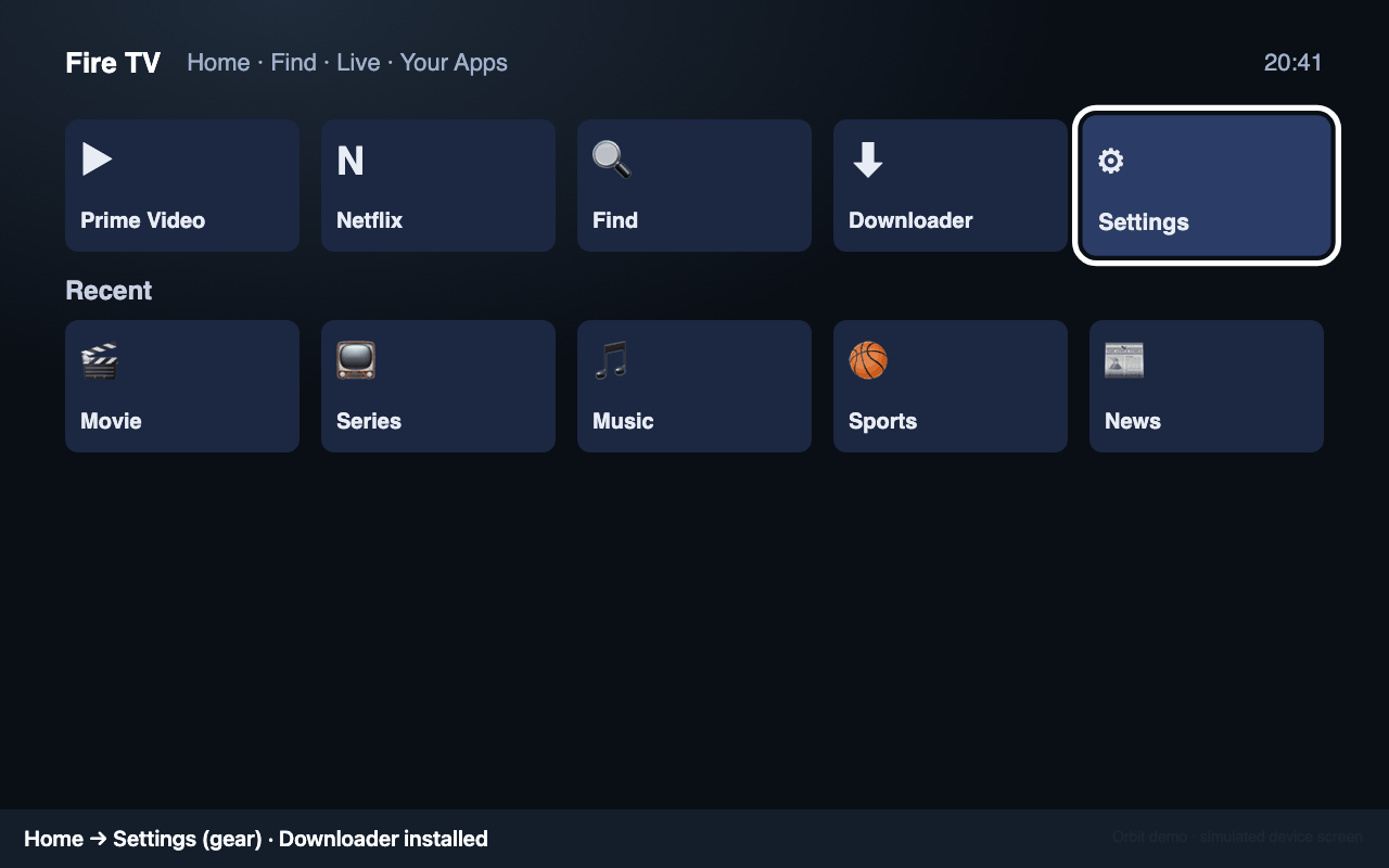 Fire TV home: Find