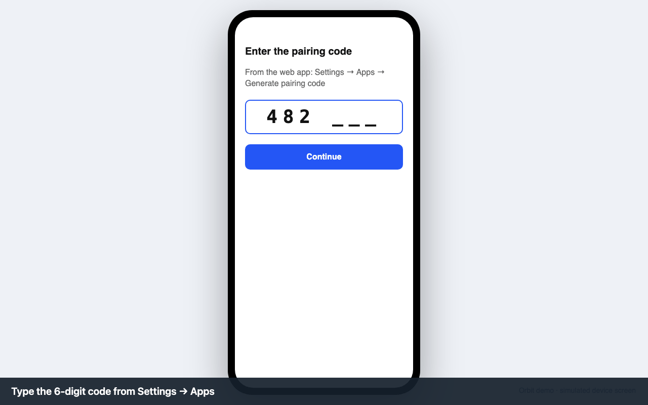 Enter the pairing code