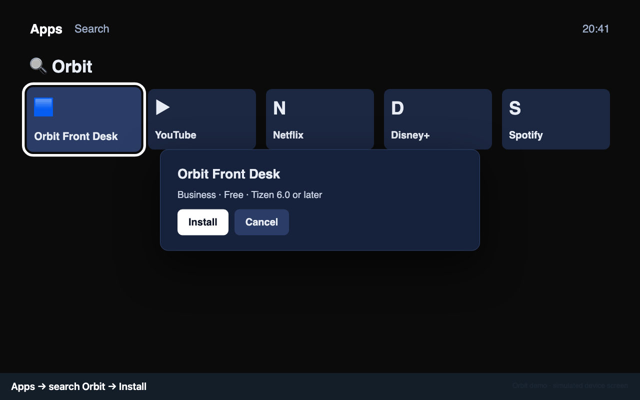 Samsung Apps: search Orbit
