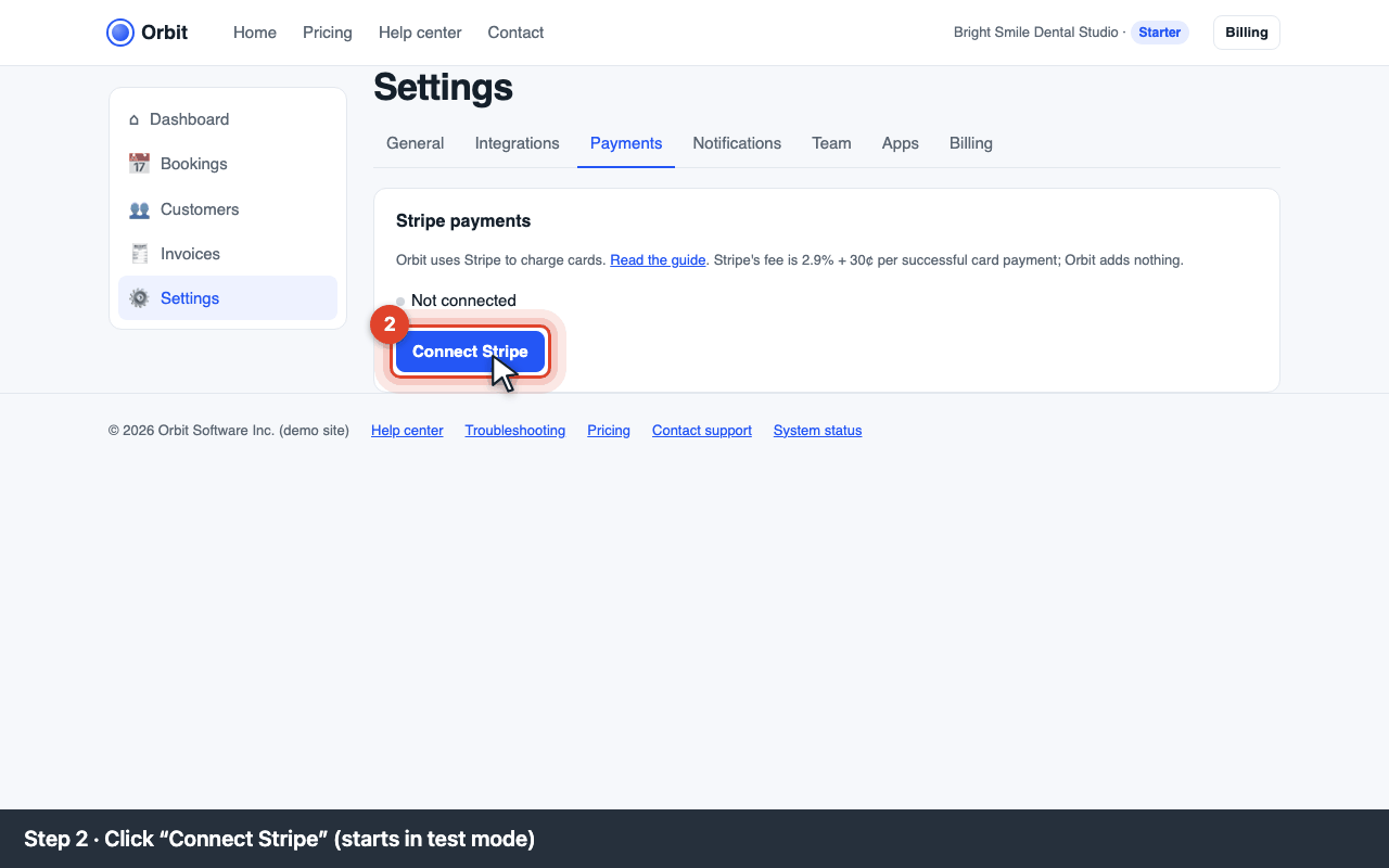 Connect Stripe button